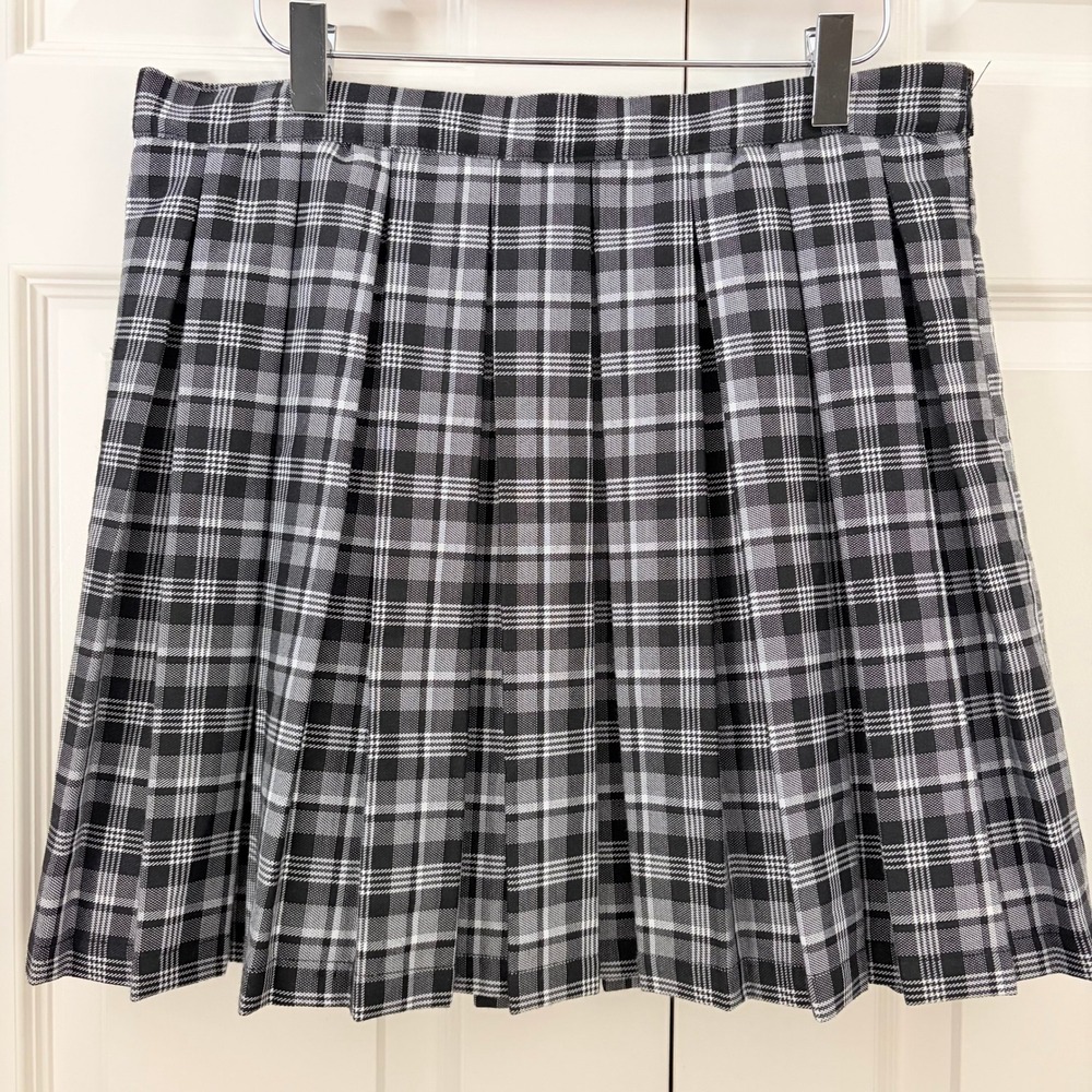 Cali 1850 Black White Plaid Pleated Mini Skirt Womens Large